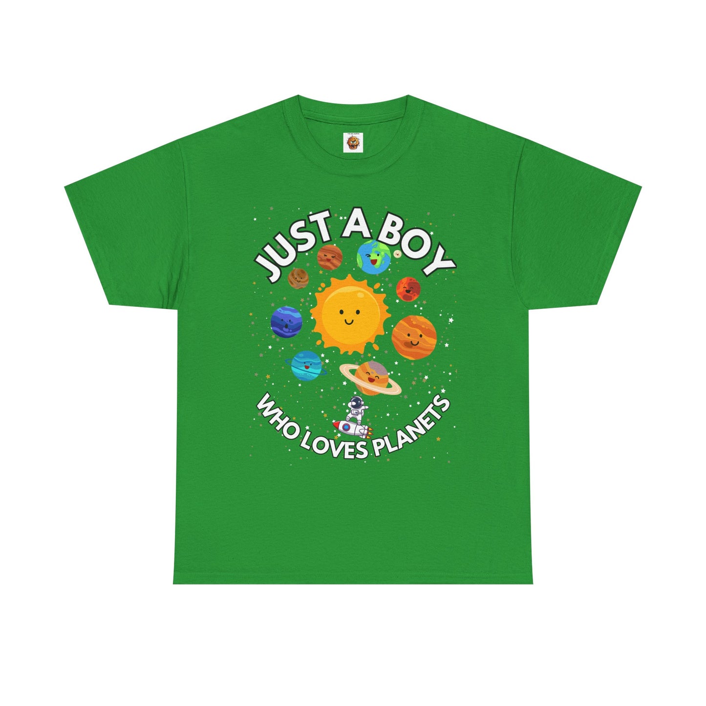 'Just a Boy Who Loves Planets' - Fun Space Theme for Adult Kids Unisex Heavy Cotton Tee Shirt - Space, Astronaut, Sci-Fi, Geek, Nerd