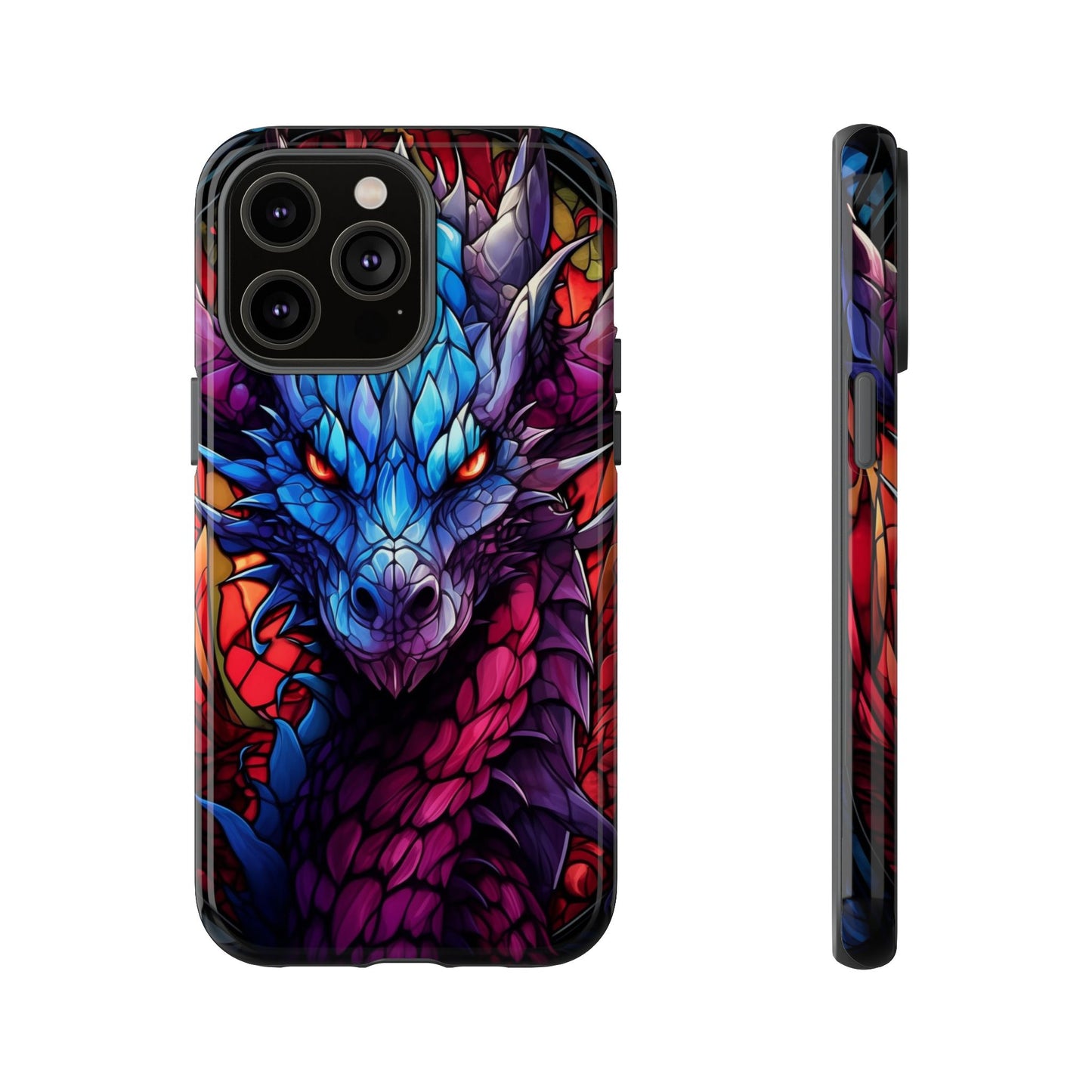Colorful Blue Dragon Stained Glass Design Phone Case - Tough and Stylish Protection for Your Device, iPhone, Samsung, DND, Fantasy