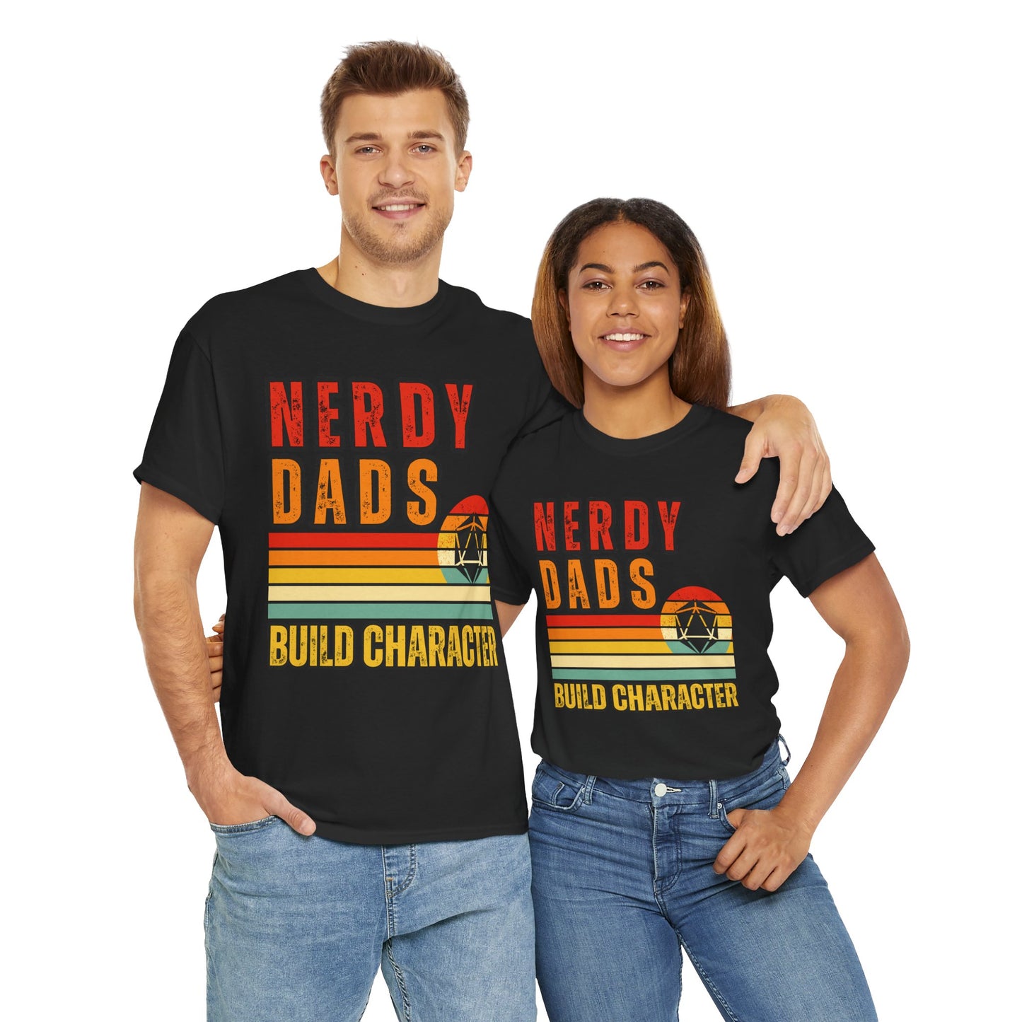 Funny 'Nerdy Dads Build Character' Tee - Perfect Gift for Father's Day, Casual Days, Parenting Humor, Unisex Cotton Shirt, Family Fun, Father, Dad, DND, RPG, TTRPG, Geek, Nerd