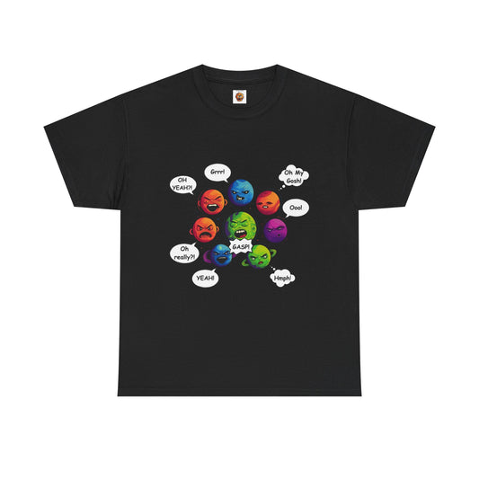 Funny Arguing Planets Unisex Heavy Cotton Tee Shirt - Fun Emoji Solar System Expressions Graphic T-Shirt, Geek, Nerd, Space