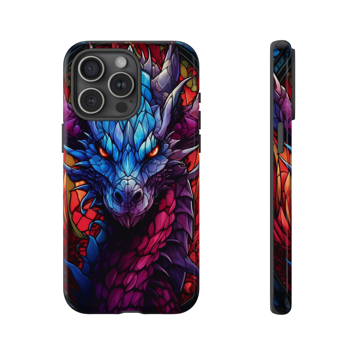 Colorful Blue Dragon Stained Glass Design Phone Case - Tough and Stylish Protection for Your Device, iPhone, Samsung, DND, Fantasy