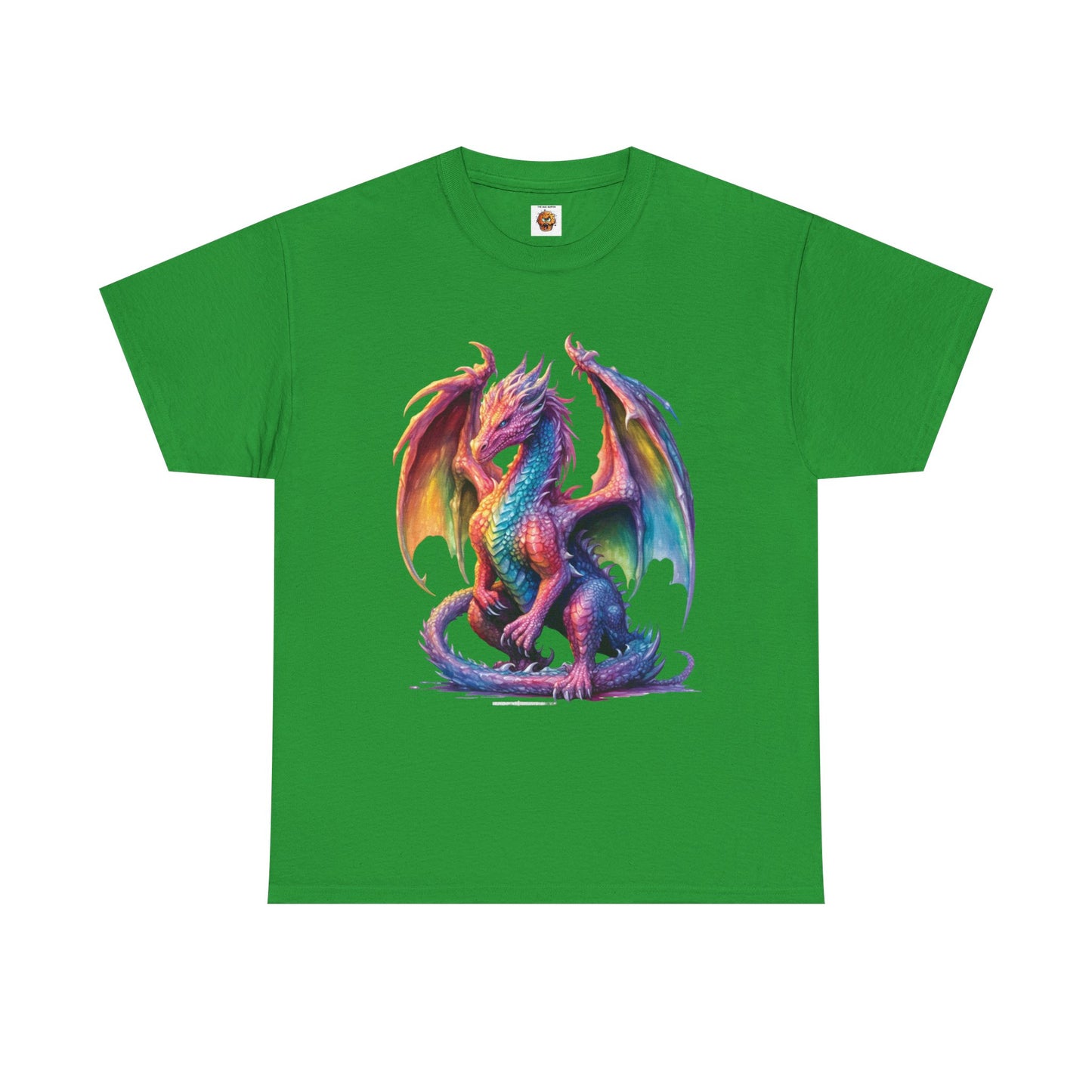 Colorful Rainbow Dragon Unisex Heavy Cotton Tee - Vibrant Fantasy T-Shirt, DND, RPG, TTRPG, Roleplaying, Geek, Nerd