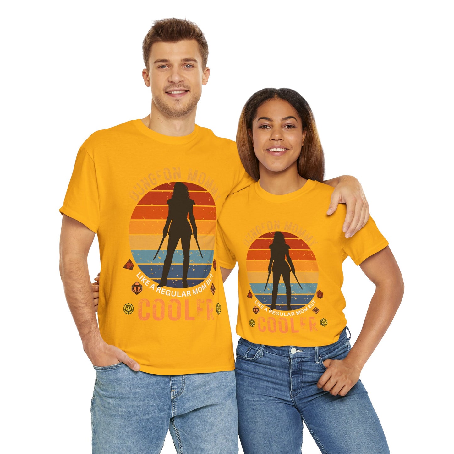 Retro Colors Dungeon Mommy Dungeons and Dragons DND Unisex Heavy Cotton Tee Shirt - RPG, TTRPG, Roleplaying, Mother's Day, Geek, Nerd