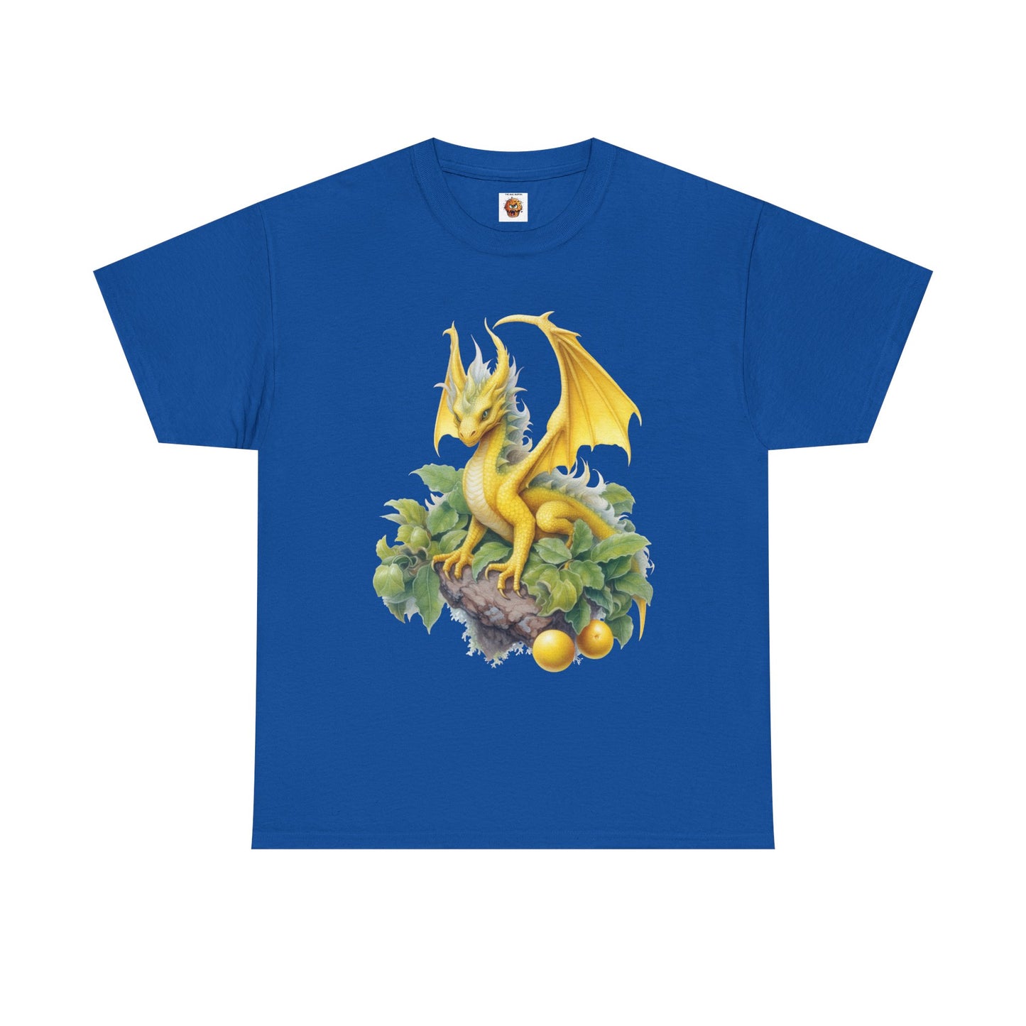 Vintage Lemon Dragon T-Shirt, Unisex Heavy Cotton Tee, Fantasy Apparel, Gift for Nerds, Dragon Lovers, Casual Wear, Fruit Of The Spirit, RPG, Geek, Nerd