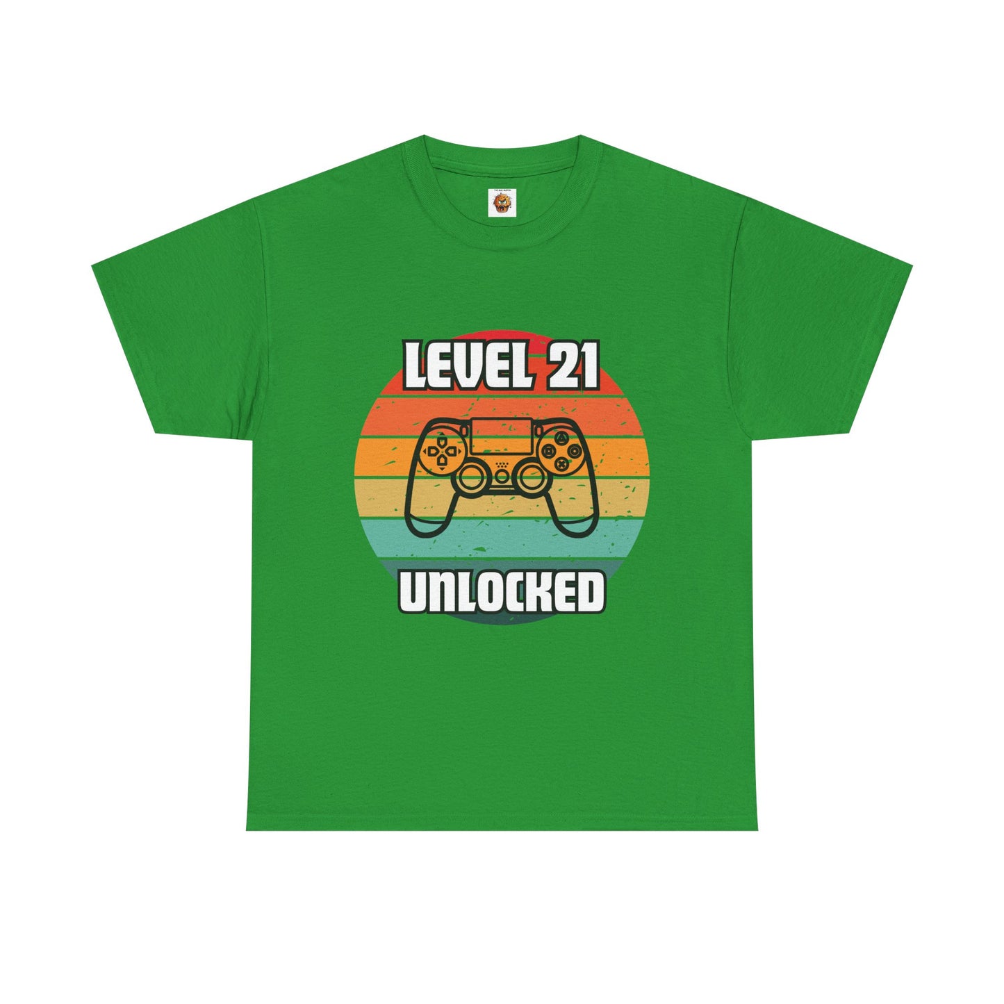 Gaming Level 21 Unlocked Tee - Unisex Heavy Cotton T-Shirt, Video Game, Gamer, Happy Birthday Shirt, Geek, Nerd, Retro