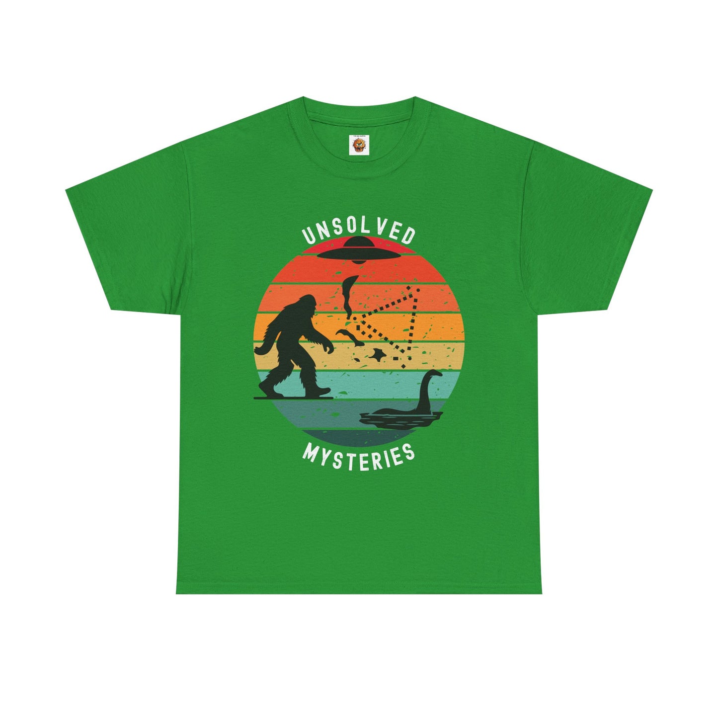 Vintage Retro Sun Cryptid Unsolved Mysteries Exploration Unisex Heavy Cotton Tee Shirt T-Shirt - UFO, Alien, Bigfoot, Lochness Monster, Bermuda Triangle, Geek, Nerd