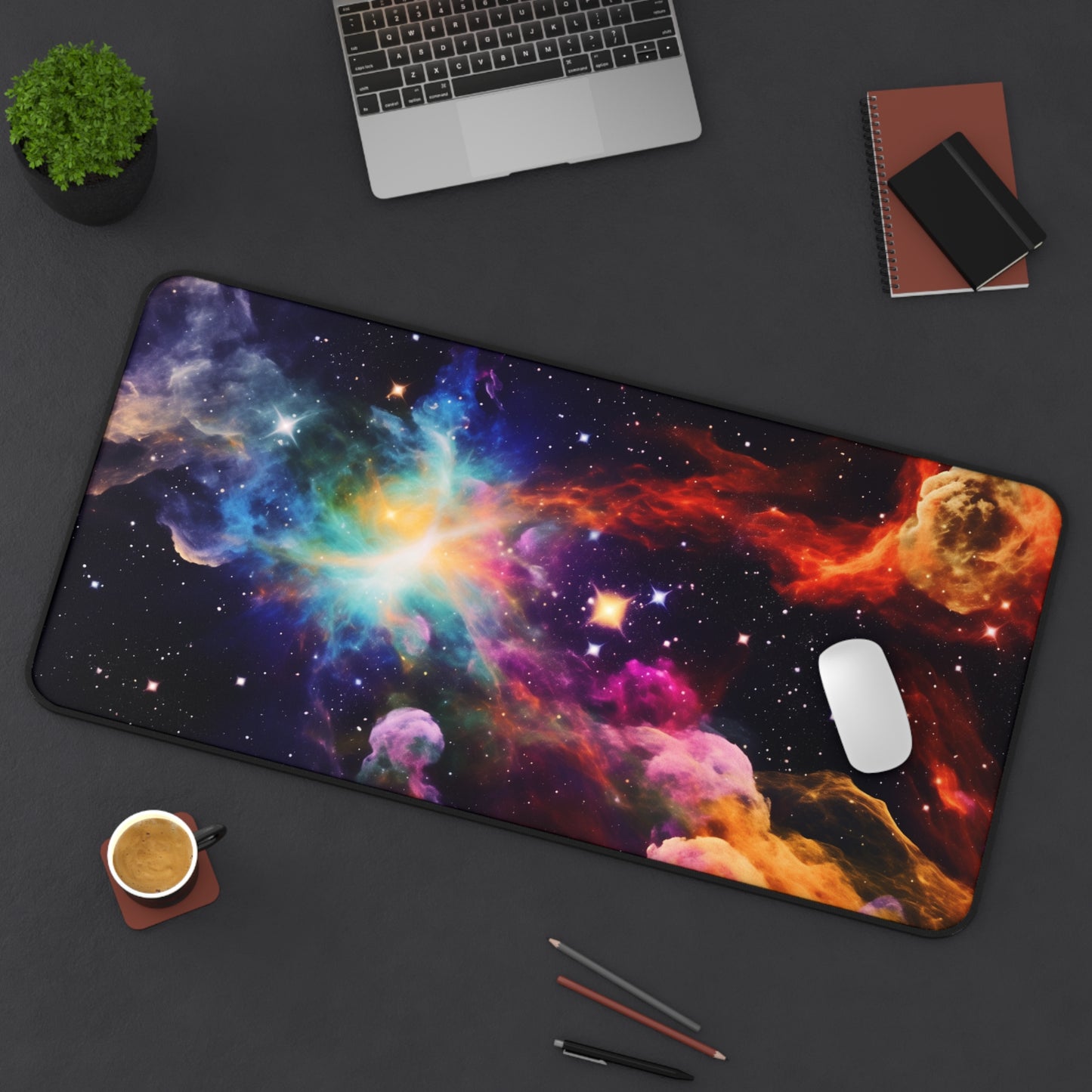 Cosmic Galaxy Desk Mat - Vibrant Space Themed Mouse Pad for Gamers and Astronomy Lovers, SciFi, Exploration, Final Frontier