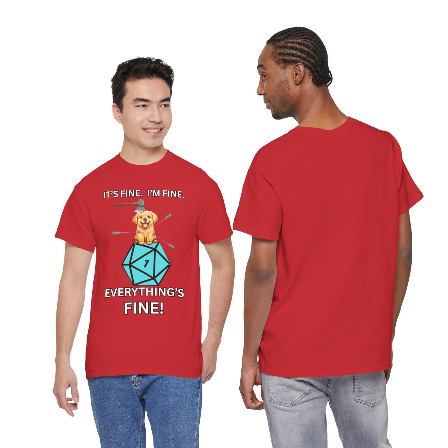 It’s Fine, I’m Fine, Everything’s Fine | Funny D&D Dog Shirt for Tabletop Gamers