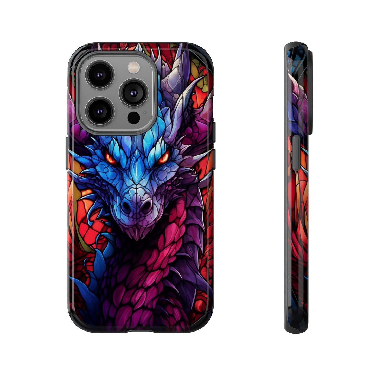 Colorful Blue Dragon Stained Glass Design Phone Case - Tough and Stylish Protection for Your Device, iPhone, Samsung, DND, Fantasy