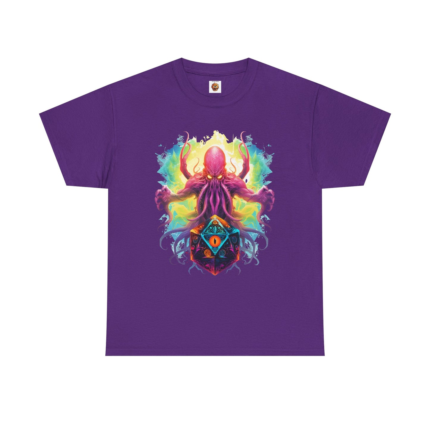 Cosmic Kraken Ancient God Cthulhu Unisex Heavy Cotton Tee Shirt T-Shirt - Vibrant Octopus Design, DND, RPG, TTRPG, Roleplaying, Scary, Horror, Geek, Nerd