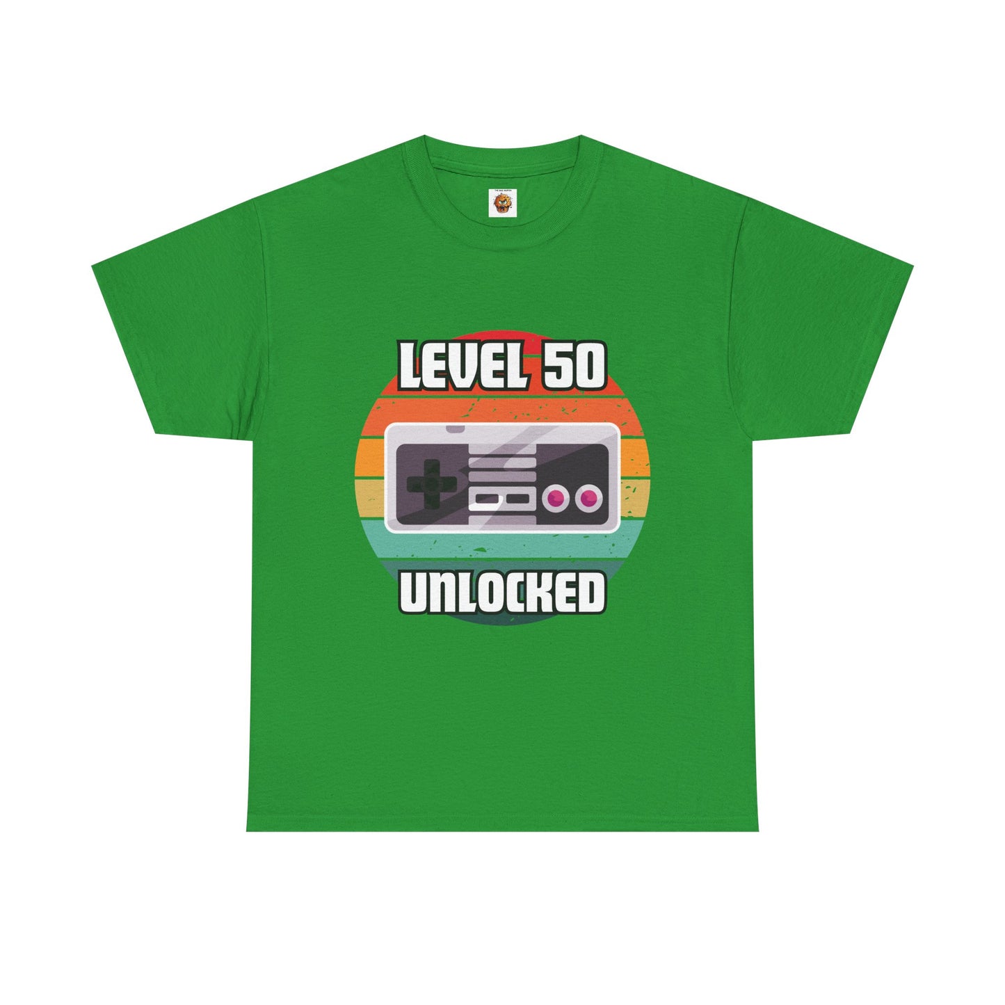 Gaming Level 50 Unlocked Tee - Unisex Heavy Cotton T-Shirt, Video Game, Gamer, Happy Birthday Shirt, Geek, Nerd, Retro