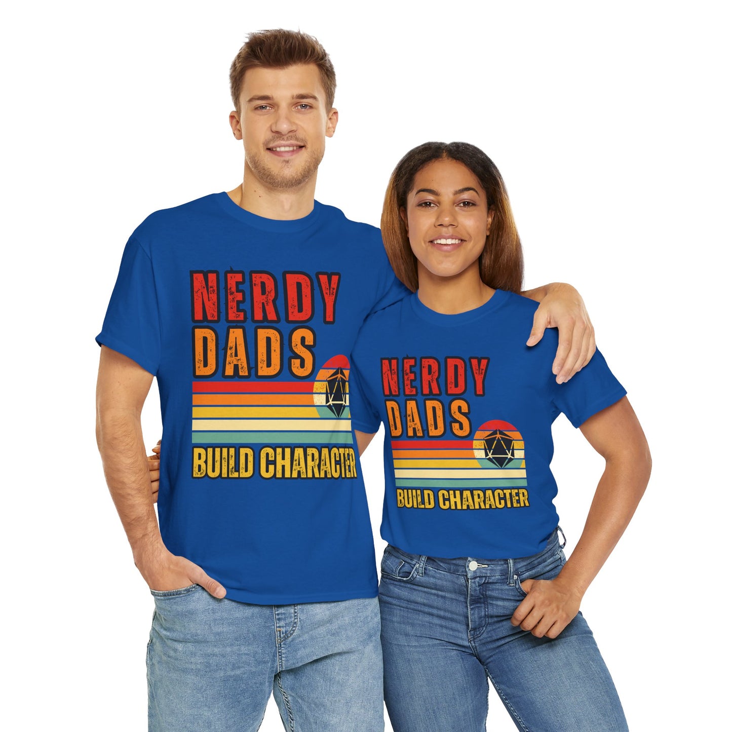 Funny 'Nerdy Dads Build Character' Tee - Perfect Gift for Father's Day, Casual Days, Parenting Humor, Unisex Cotton Shirt, Family Fun, Father, Dad, DND, RPG, TTRPG, Geek, Nerd