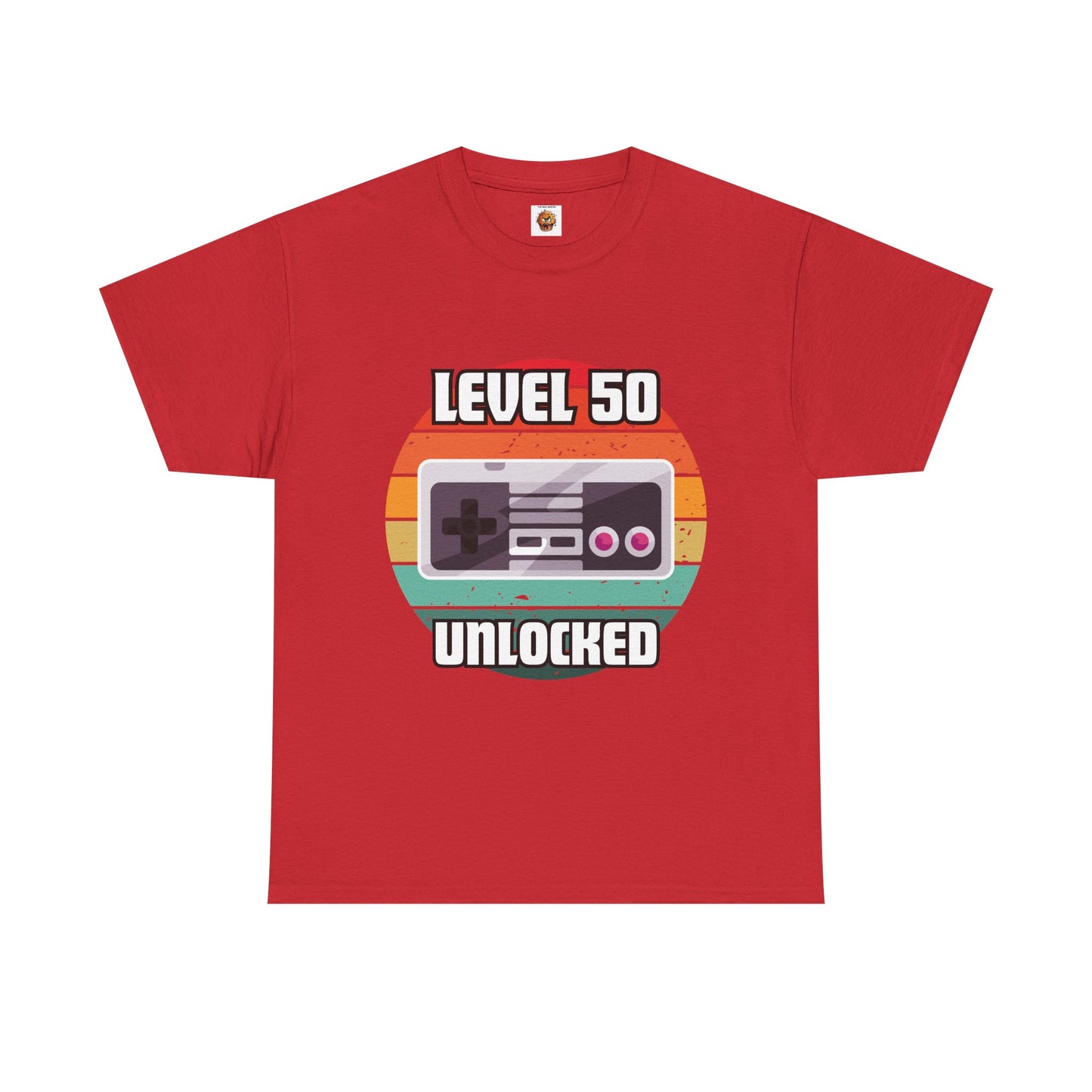 Gaming Level 50 Unlocked Tee - Unisex Heavy Cotton T-Shirt, Video Game, Gamer, Happy Birthday Shirt, Geek, Nerd, Retro