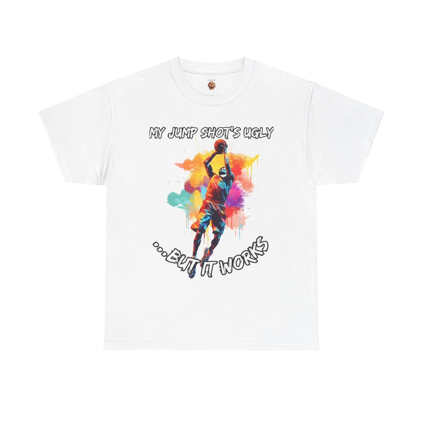 'My Jump Shot's Ugly, But It Works' Basketball Quote Tee: Fun Graphic Shirt for Sports Lovers, Gift for Athletes & Fans, Casual Wear, Birthday Gift, Workout Apparel