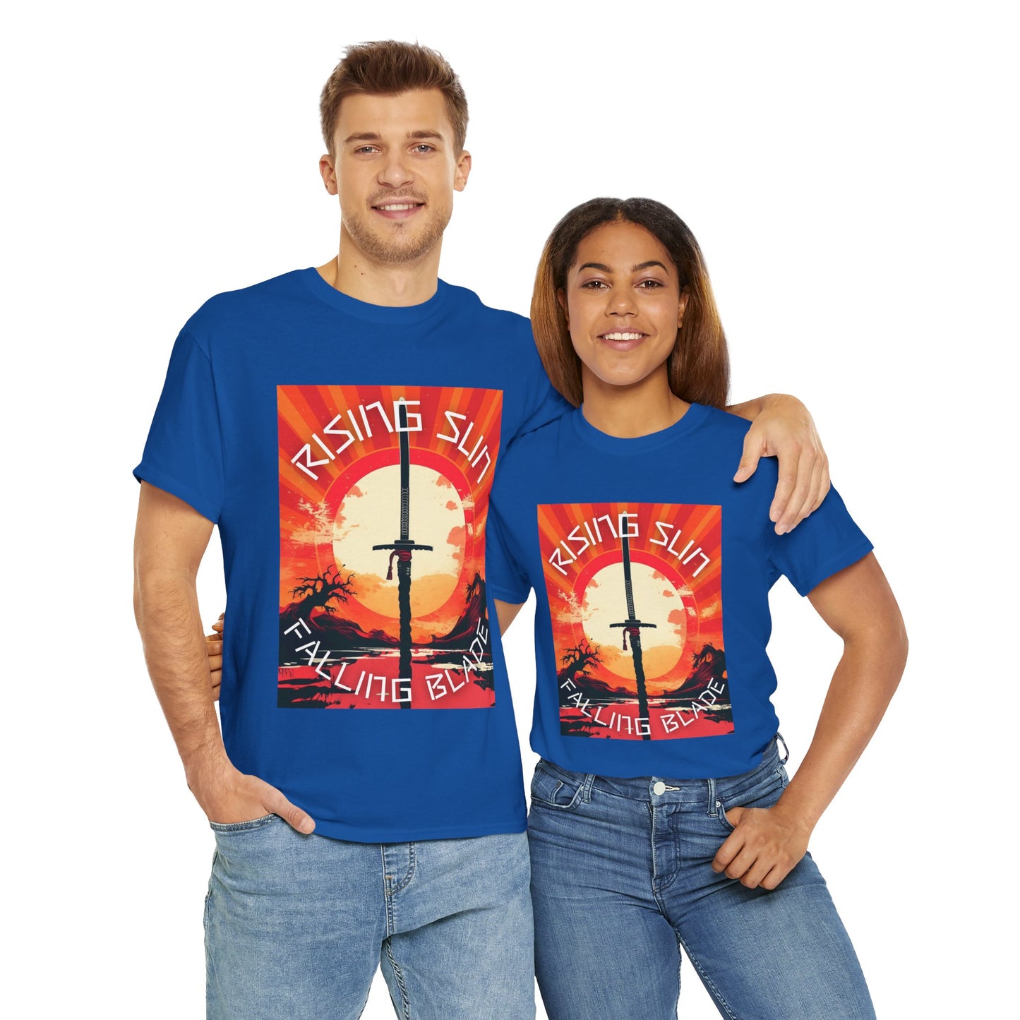 Rising Sun Falling Blade Shonen Anime Unisex Heavy Cotton Tee Shirt - Vintage Style Graphic T-Shirt, Weeb, Otaku, Geek, Nerd