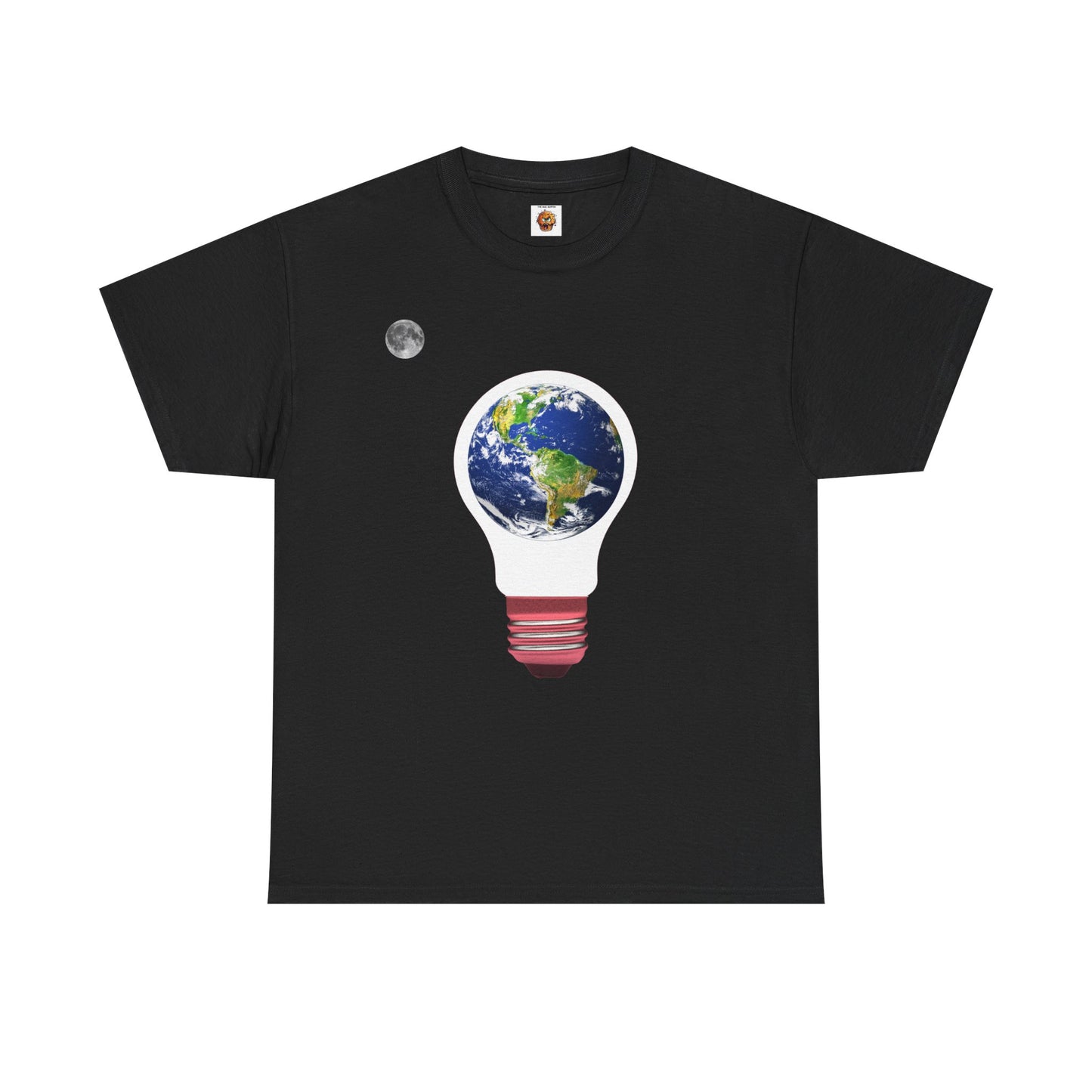 Earth Lightbulb Unisex Heavy Cotton Tee Shirt - Fun Graphic T-Shirt for Science Lovers, Moon, Sci-Fi, Geek, Nerd
