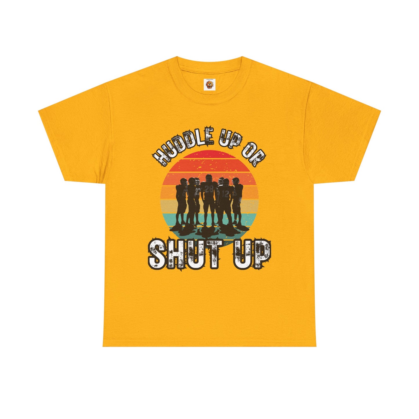 'Huddle Up Or Shut Up' Unisex Heavy Cotton Tee with Retro Design, Vintage Graphic Tee, Gift for Friends, Casual Wear, Summer Shirt, Funny T-Shirt, American Football
