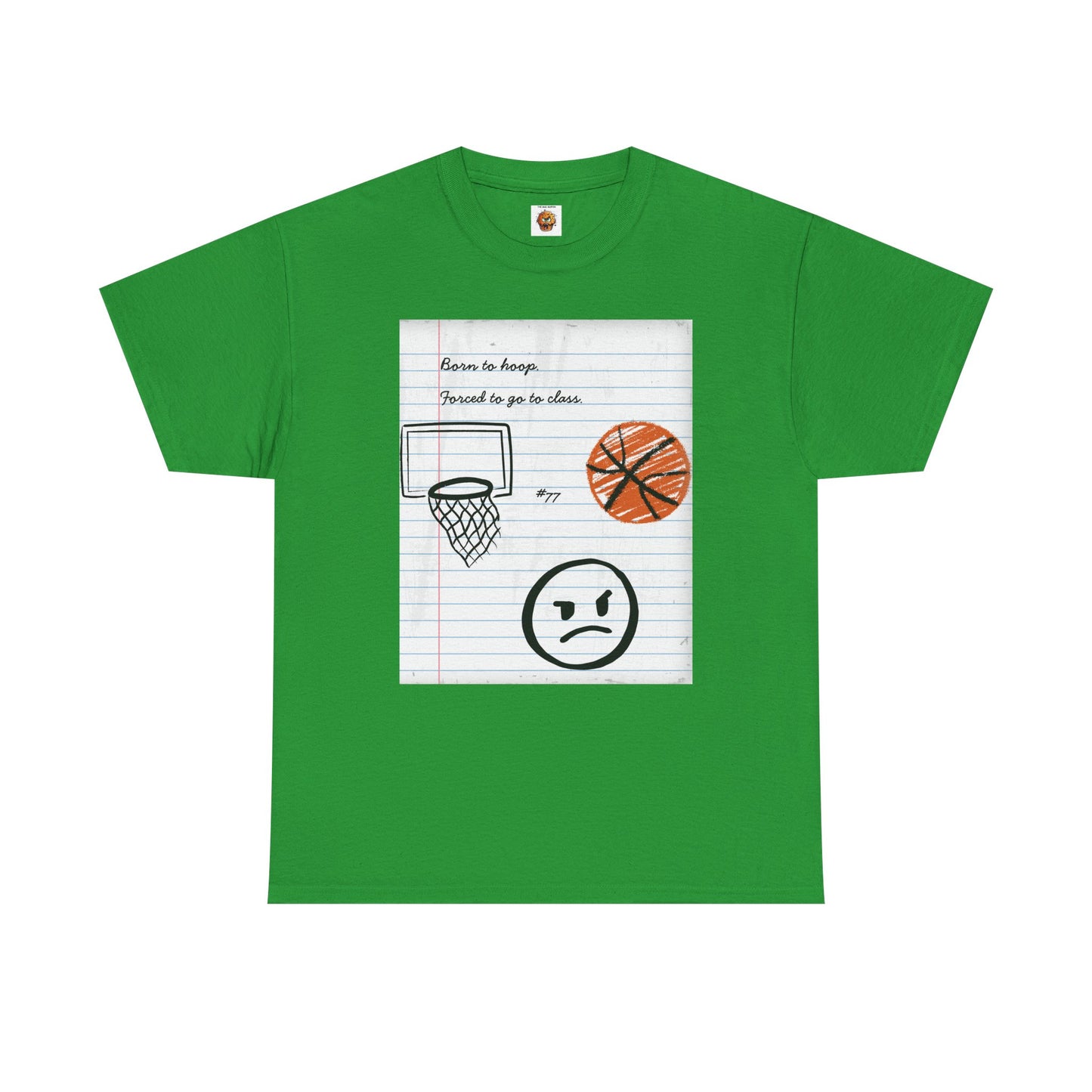 'Born To Hoop. Forced To Go To Class' Basketball-Inspired Unisex Heavy Cotton Tee, Streetwear, Gift for Athletes, Sports Fan Shirt, Casual Wear, Everyday Style