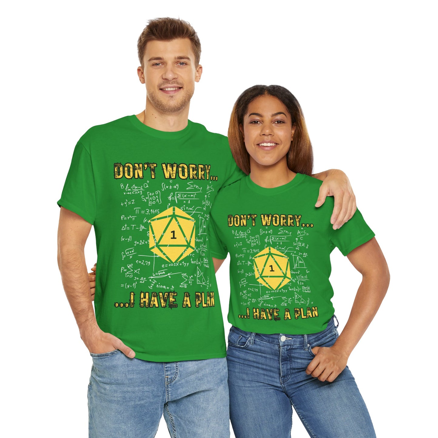 Funny Math Dungeons and Dragons DND Unisex Heavy Cotton Tee Shirt - "Don't Worry... I Have a Plan", T-Shirt, RPG, TTRPG, Roleplaying, Geek, Nerd