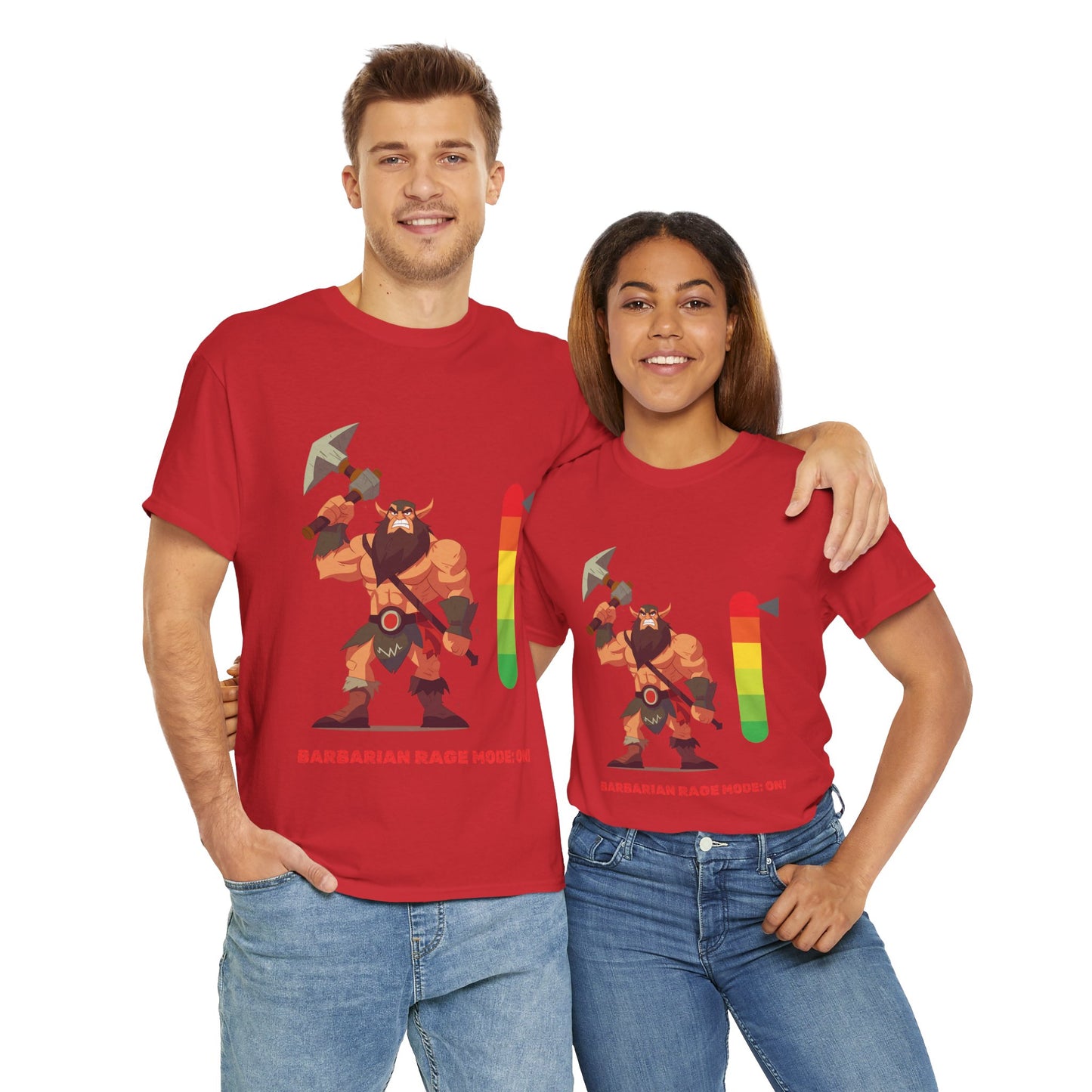 Barbarian Rage Mode On Dungeons and Dragons DND Unisex Heavy Cotton Tee Shirt T-Shirt, RPG, TTRPG, Roleplaying, Geek, Nerd