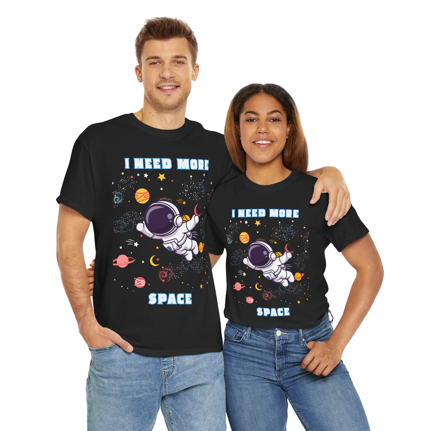 I Need More Space Unisex Heavy Cotton Tee - Fun Astronaut Graphic T-Shirt for Space Lovers, Science, Tech, Geek, Nerd