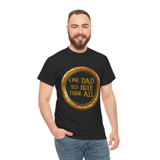 LOTR Themed 'One Dad To Rule Them All' Unisex Tee, Funny Gift for Father's Day, Parent Humor Shirt, Geeky Menswear, Unique Family T-Shirt, Birthday Gift, Fantasy, DND, RPG, TTRPG, Geek, Nerd