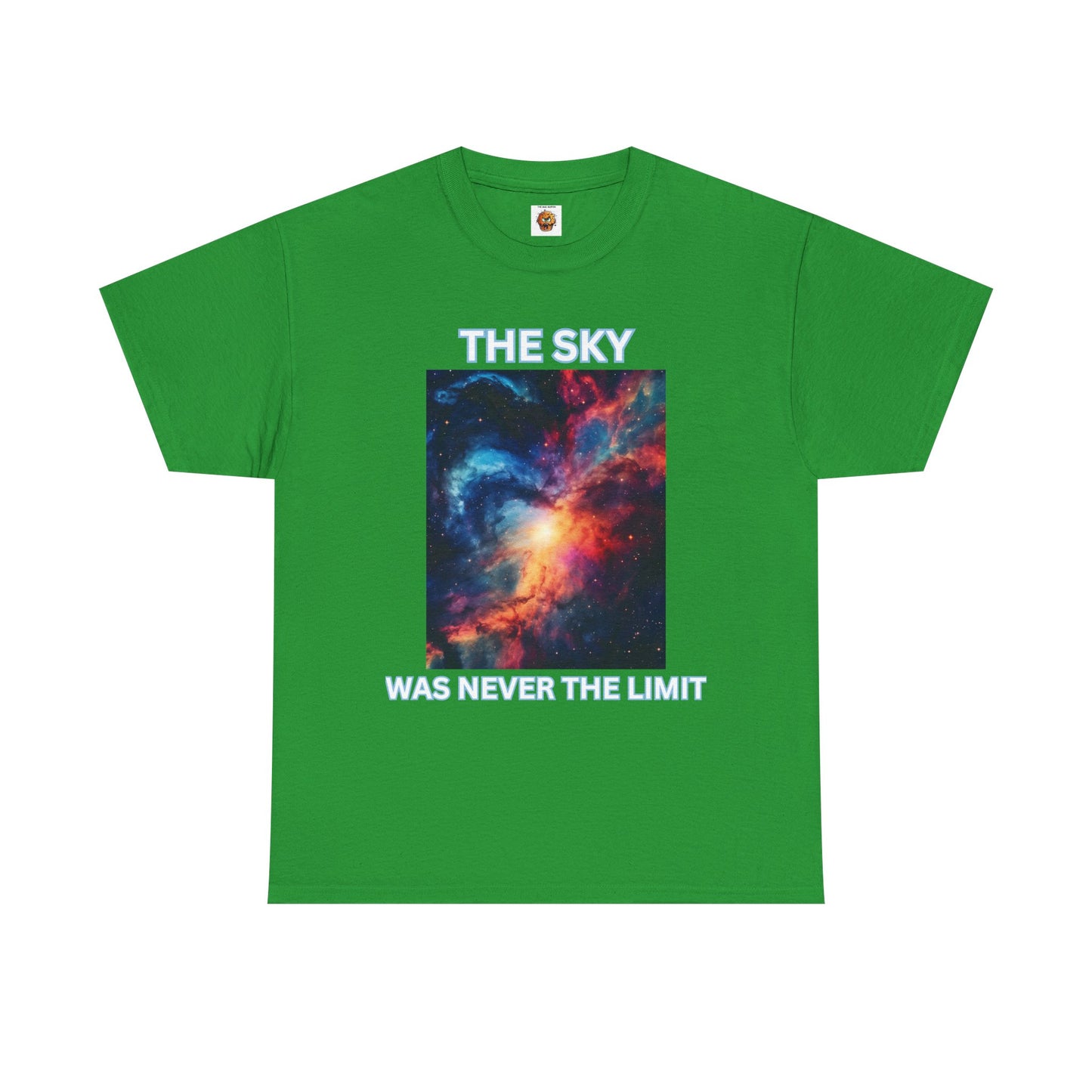Unisex Heavy Cotton Tee Shirt - 'The Sky Was Never The Limit' Inspirational Galaxy Print, Geek, Nerd, Space