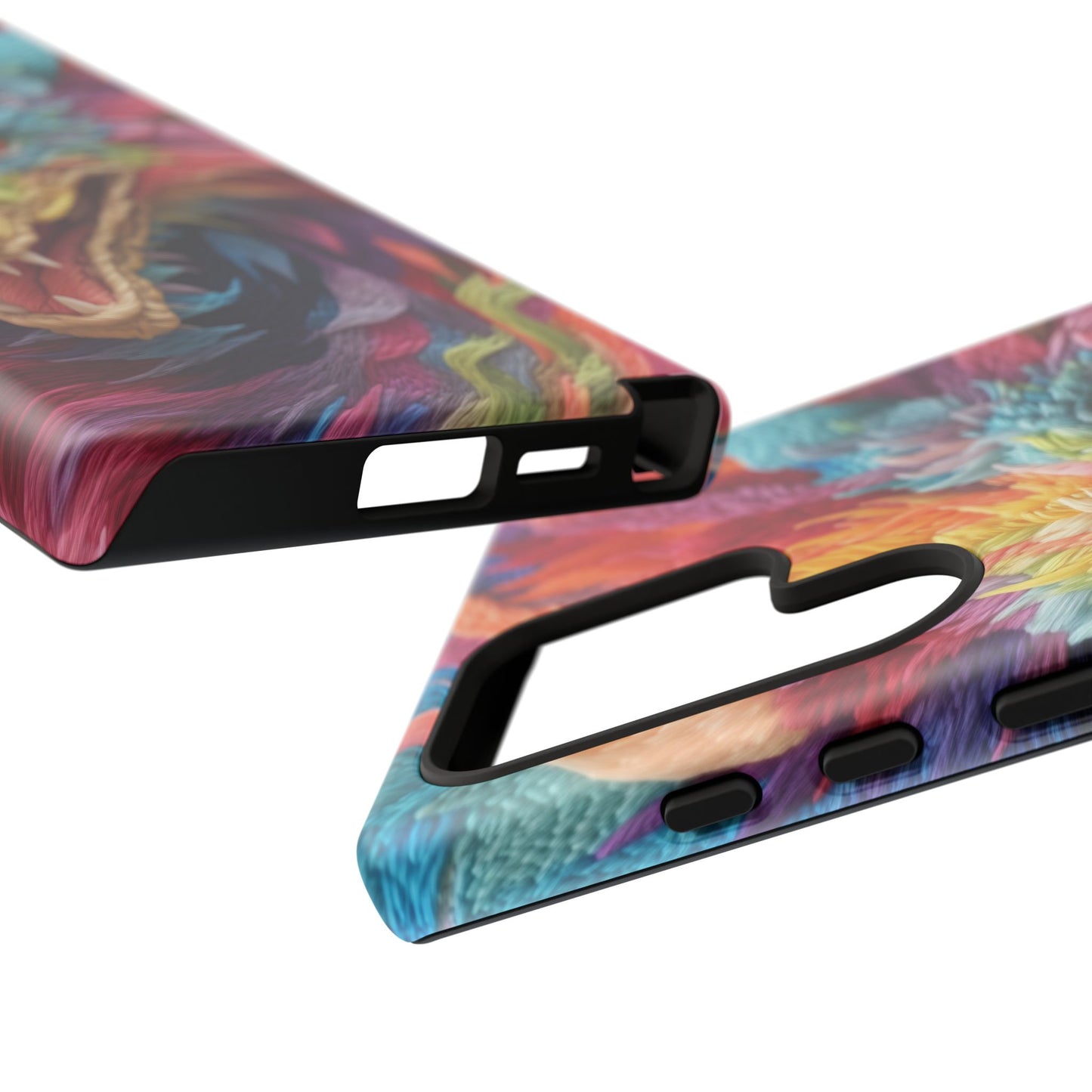 Vibrant 3D Embroidery Embroidered Rainbow Dragon Phone Case - Tough Protection for Fantasy Lovers, DND, RPG, TTRPG, Geek, Nerd