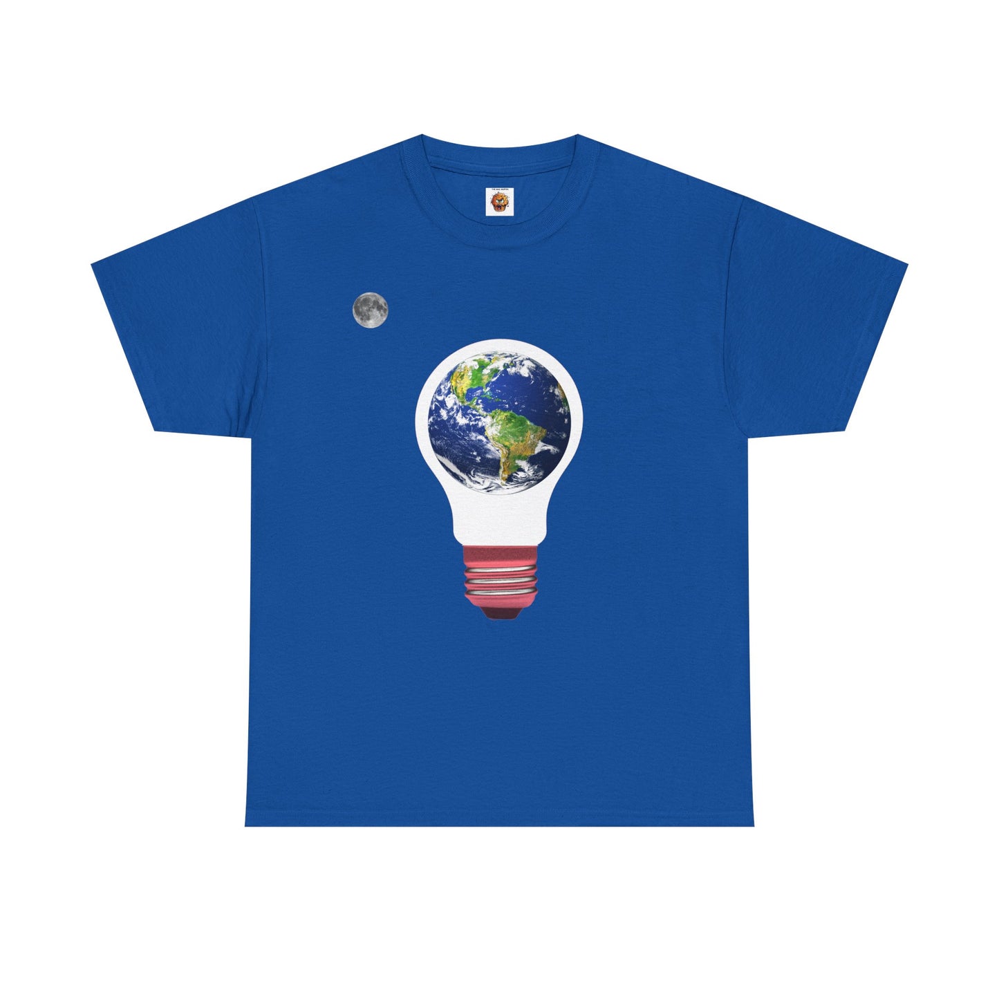 Earth Lightbulb Unisex Heavy Cotton Tee Shirt - Fun Graphic T-Shirt for Science Lovers, Moon, Sci-Fi, Geek, Nerd