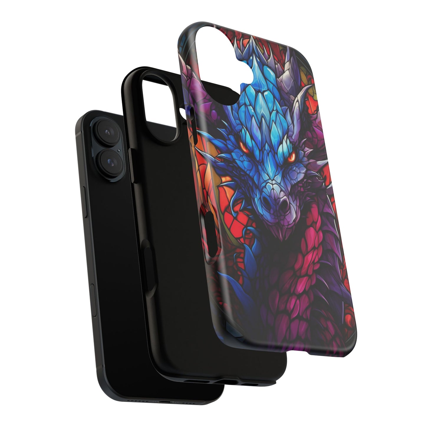Colorful Blue Dragon Stained Glass Design Phone Case - Tough and Stylish Protection for Your Device, iPhone, Samsung, DND, Fantasy