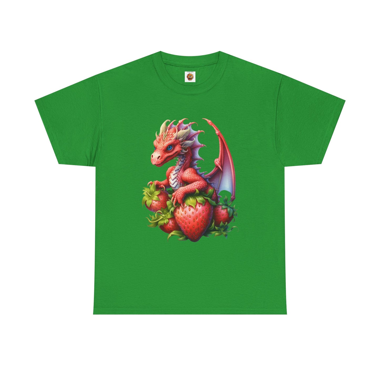 Vintage Strawberry Dragon Unisex Heavy Cotton Tee T-Shirt, Gift for Women, Birthday Shirt, Fantasy Apparel, Fruit Of The Spirit, RPG, Geek, Nerd