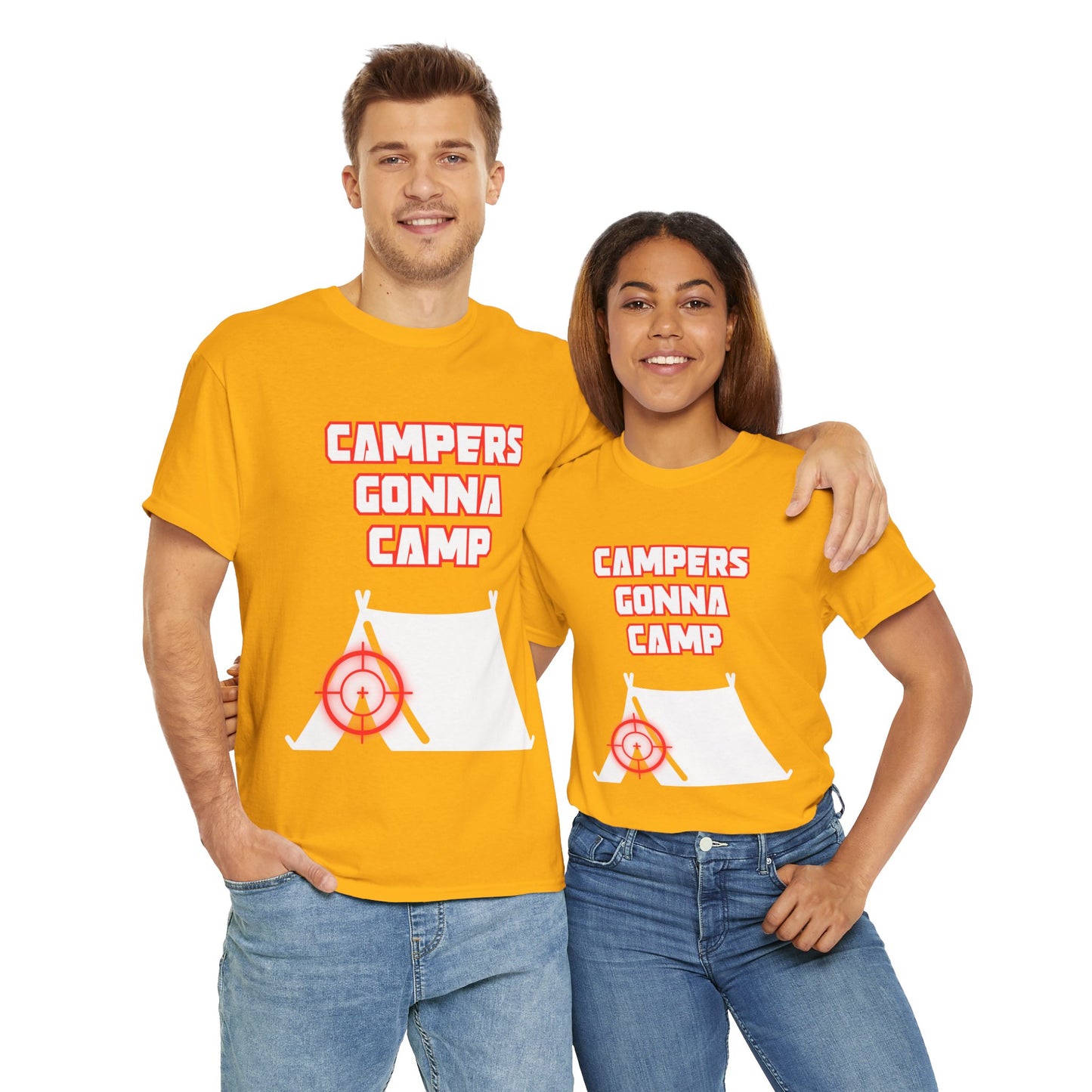 Campers Gonna Camp Unisex Heavy Cotton Tee Shirt T-Shirt - Perfect Gift for Gamers, Gaming, Video Game Lovers, Geek, Nerd