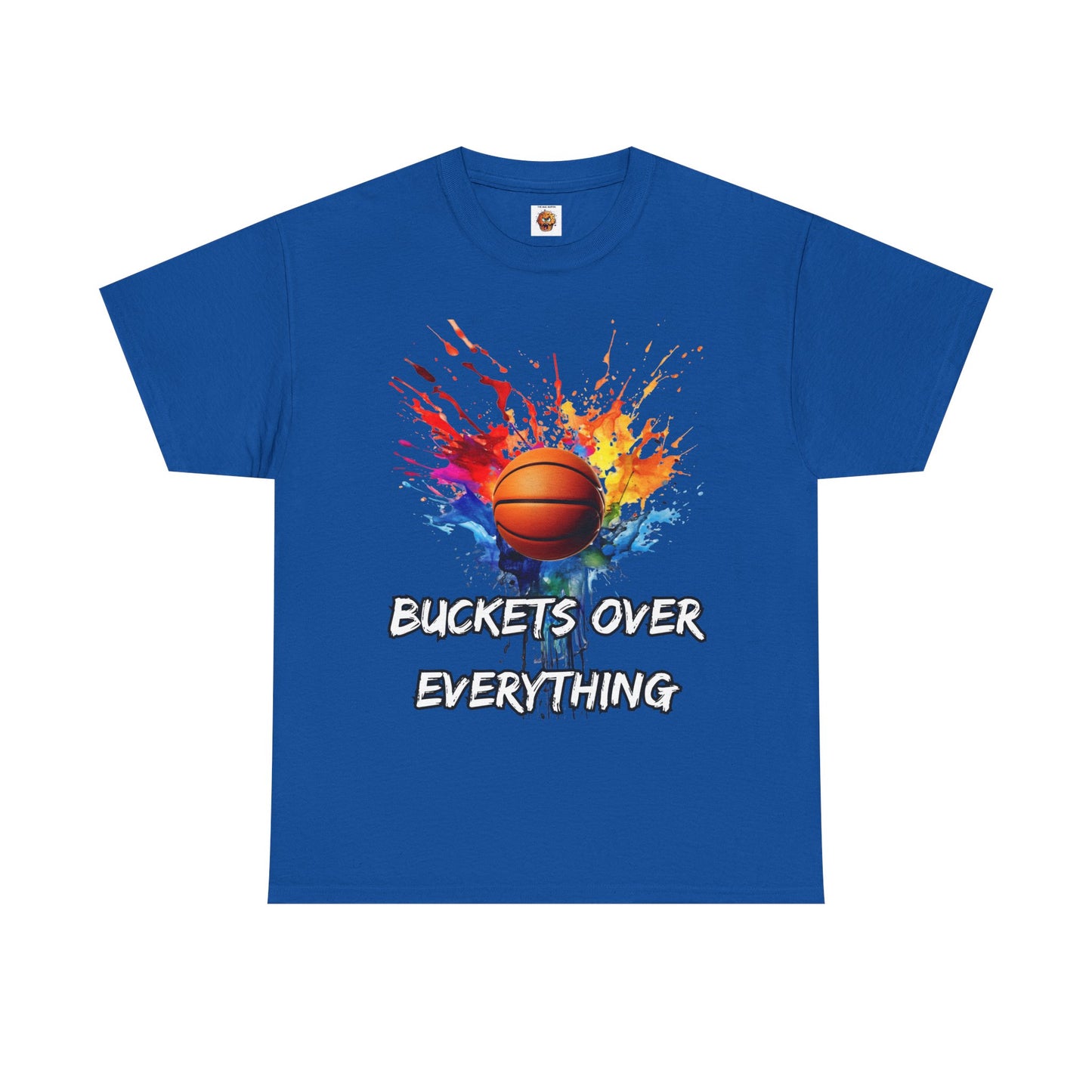 Colorful Basketball Tee - 'Buckets Over Everything' Unisex Heavy Cotton T-Shirt, Sports Enthusiast Gift, Game Day Apparel, Streetwear Style, Paint Splatter