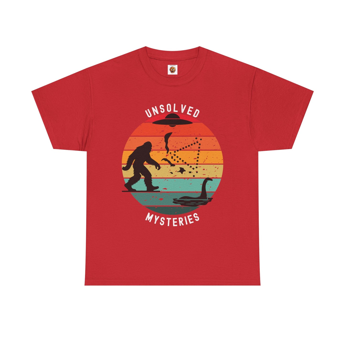 Vintage Retro Sun Cryptid Unsolved Mysteries Exploration Unisex Heavy Cotton Tee Shirt T-Shirt - UFO, Alien, Bigfoot, Lochness Monster, Bermuda Triangle, Geek, Nerd
