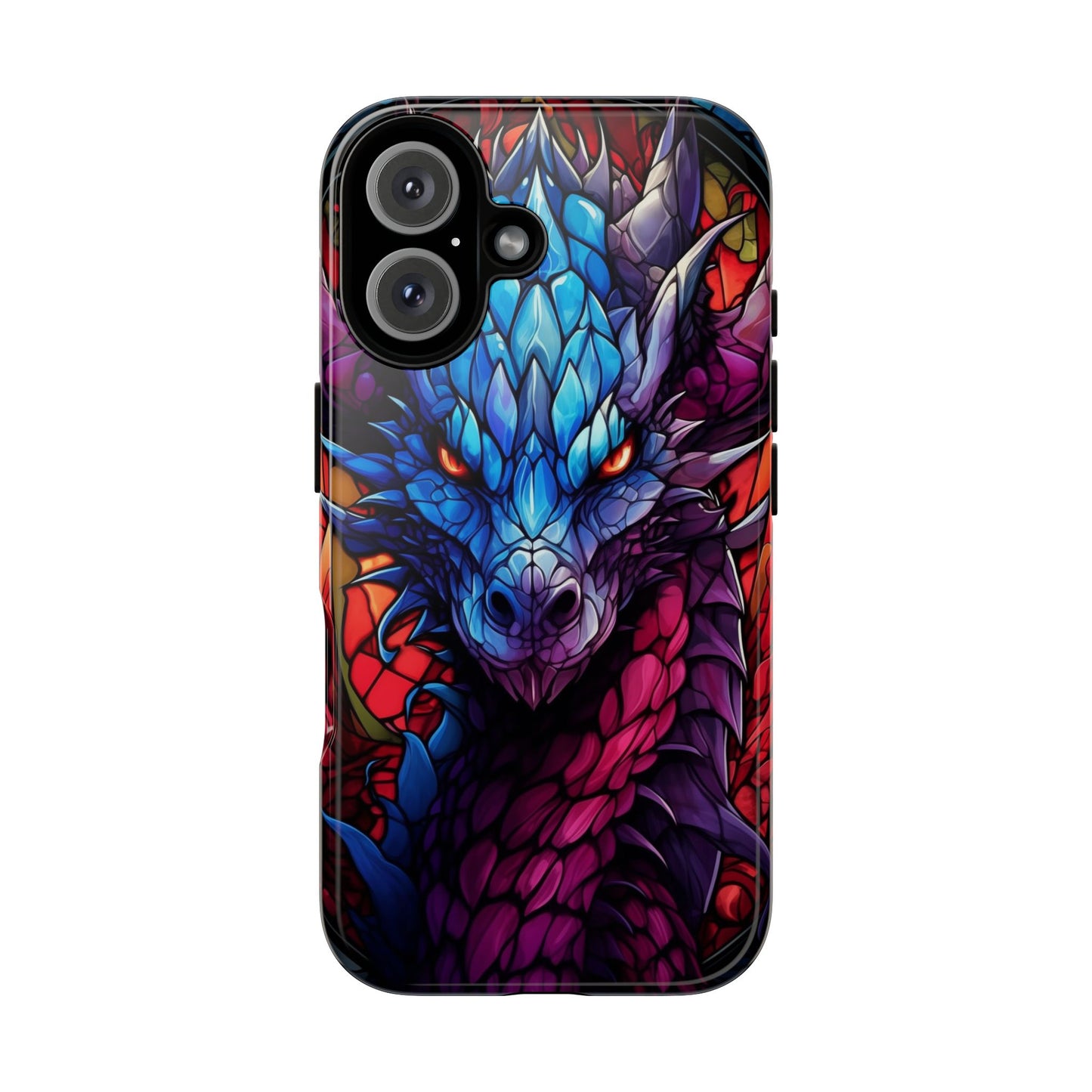 Colorful Blue Dragon Stained Glass Design Phone Case - Tough and Stylish Protection for Your Device, iPhone, Samsung, DND, Fantasy