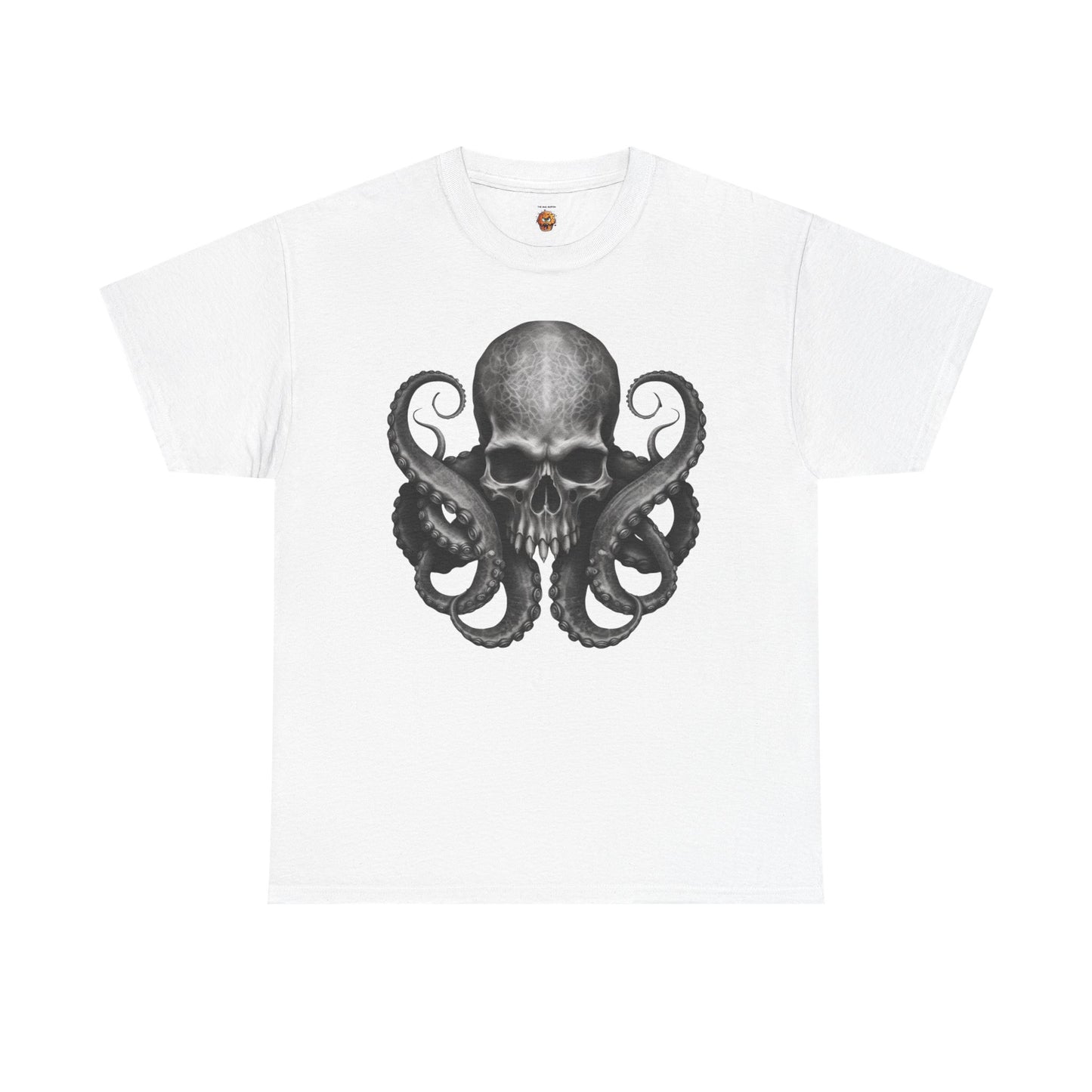 Skull & Octopus Graphic Tee | Edgy Unisex Heavy Cotton T-Shirt, Alternative Fashion, Halloween Gift, Casual Wear, Trendy Apparel, Kraken, Cthulhu, Monster