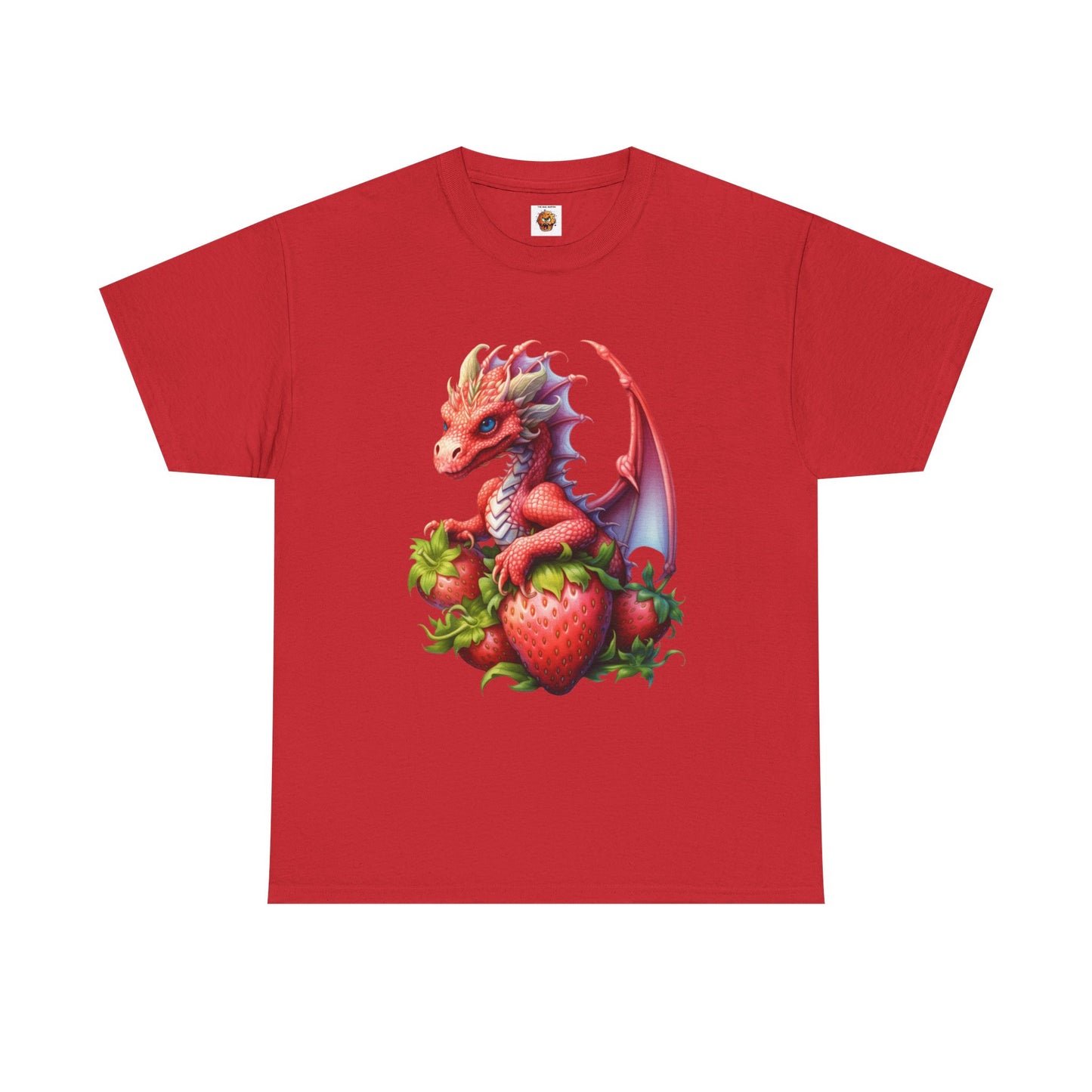 Vintage Strawberry Dragon Unisex Heavy Cotton Tee T-Shirt, Gift for Women, Birthday Shirt, Fantasy Apparel, Fruit Of The Spirit, RPG, Geek, Nerd