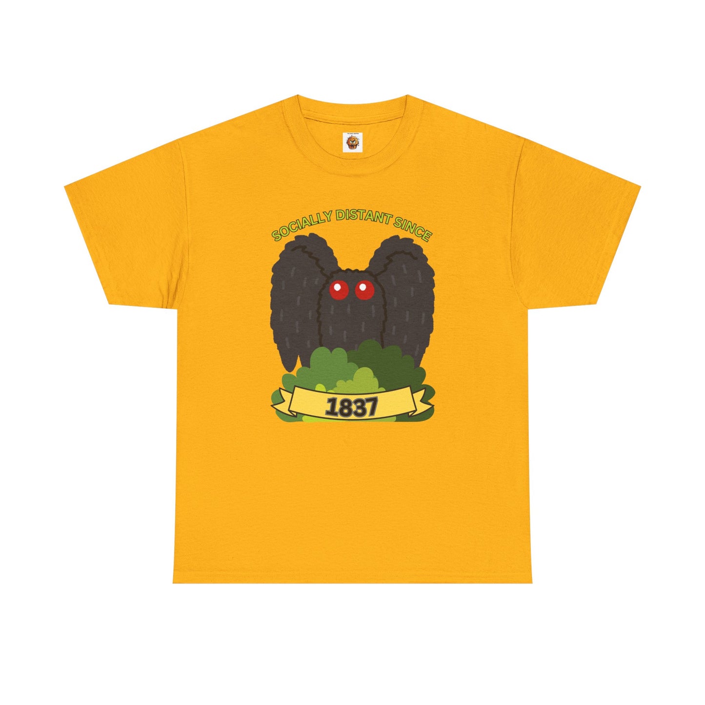 Mothman 'Socially Distant Since 1837' Unisex Tee, Funny Graphic Tee, Quirky T-Shirt, Casual Wear, Gift for Friends, Paranormal, Cryptid, Geek, Nerd, Scary, Creepy