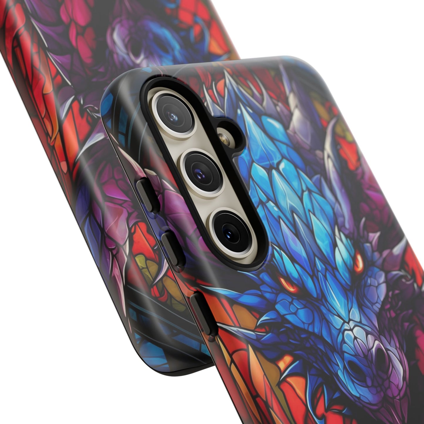 Colorful Blue Dragon Stained Glass Design Phone Case - Tough and Stylish Protection for Your Device, iPhone, Samsung, DND, Fantasy