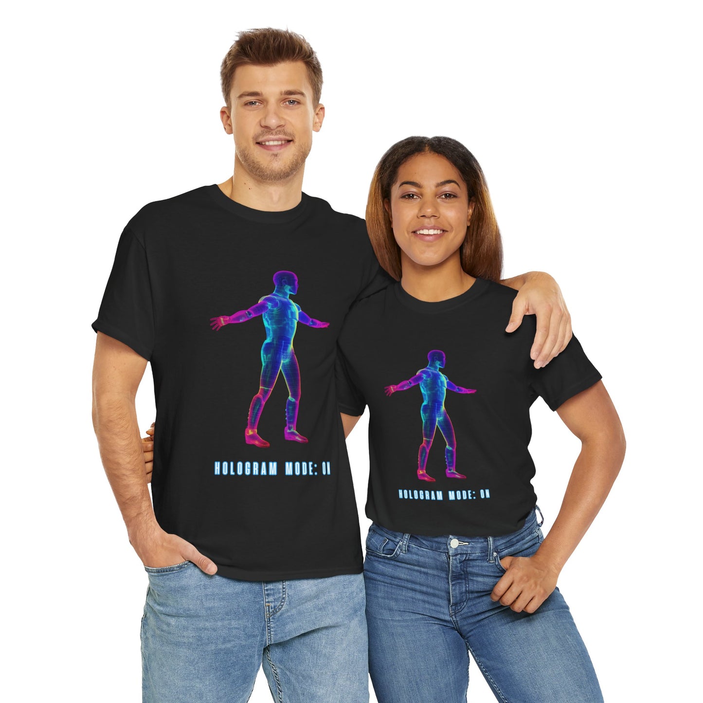 3D Futuristic Hologram Tee Shirt - Unisex Heavy Cotton T-Shirt, Retro Graphic Tee, Unique Gift, Sci-Fi Outfits, Geek, Nerd