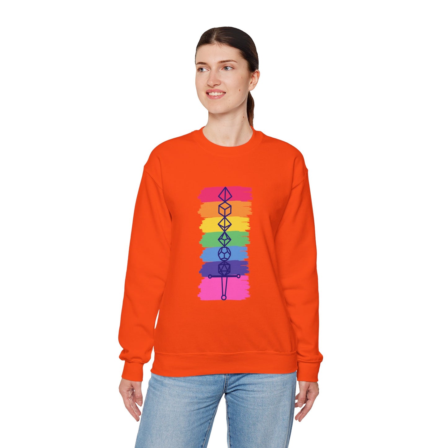 Safe Space Pride Month Rainbow Sword Dungeons and Dragons DND Unisex Heavy Blend Sweatshirt T-Shirt - RPG, TTRPG, Roleplaying, Geek, Nerd