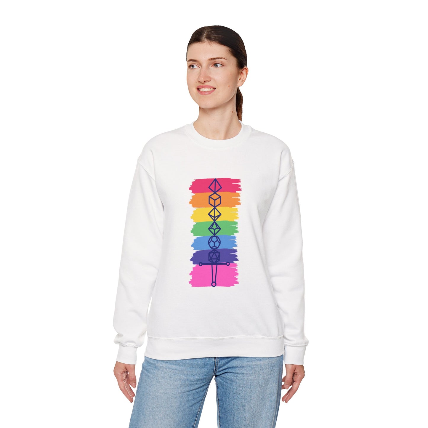 Safe Space Pride Month Rainbow Sword Dungeons and Dragons DND Unisex Heavy Blend Sweatshirt T-Shirt - RPG, TTRPG, Roleplaying, Geek, Nerd