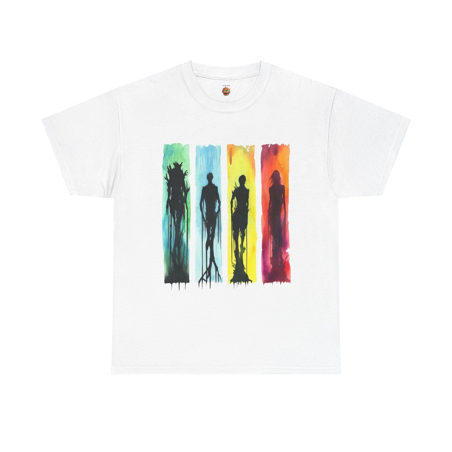 Watercolor Brushstroke Horror Monsters Unisex Heavy Cotton Tee Shirt - Zombie, Scary, Halloween, T-Shirt, Colorful, Geek, Nerd