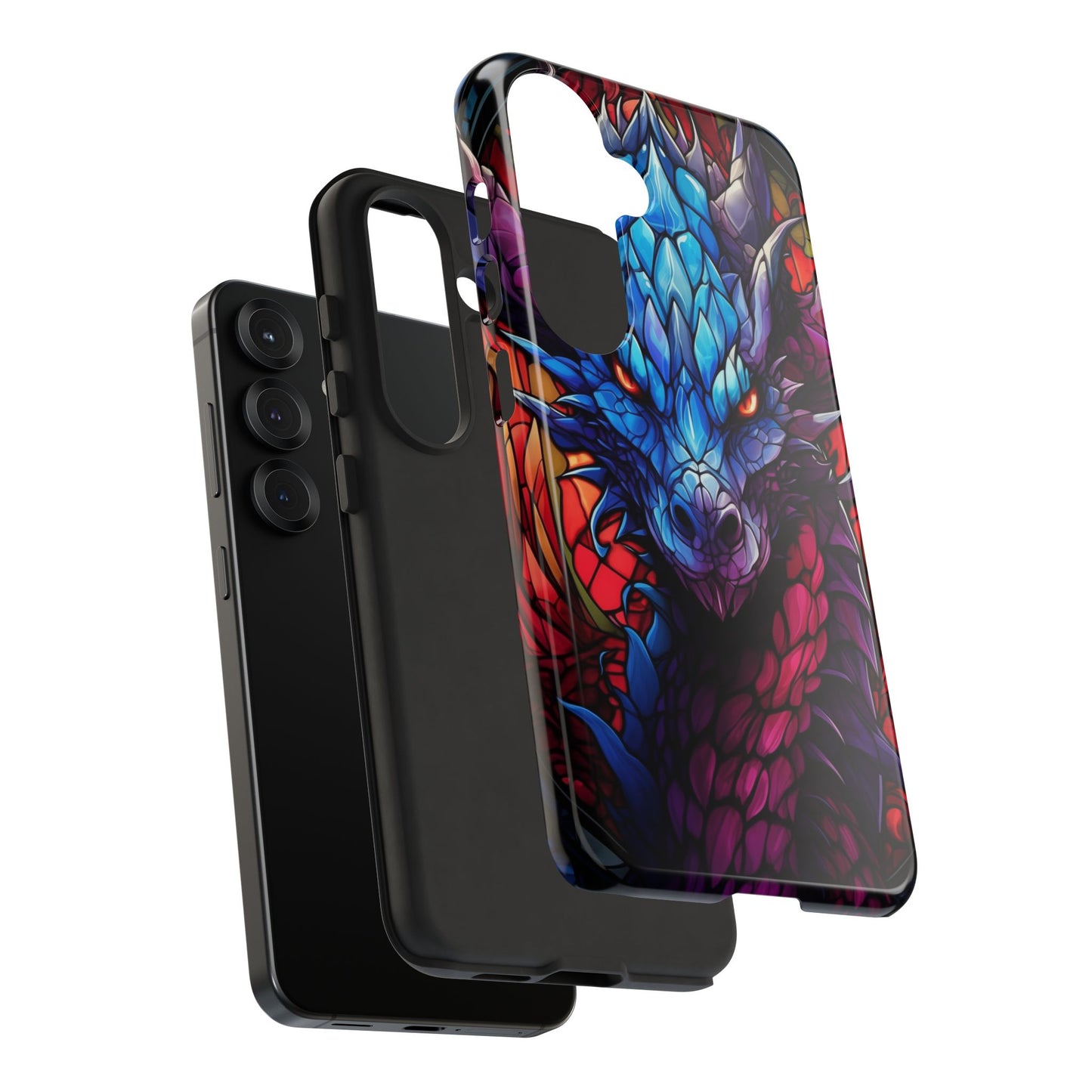 Colorful Blue Dragon Stained Glass Design Phone Case - Tough and Stylish Protection for Your Device, iPhone, Samsung, DND, Fantasy