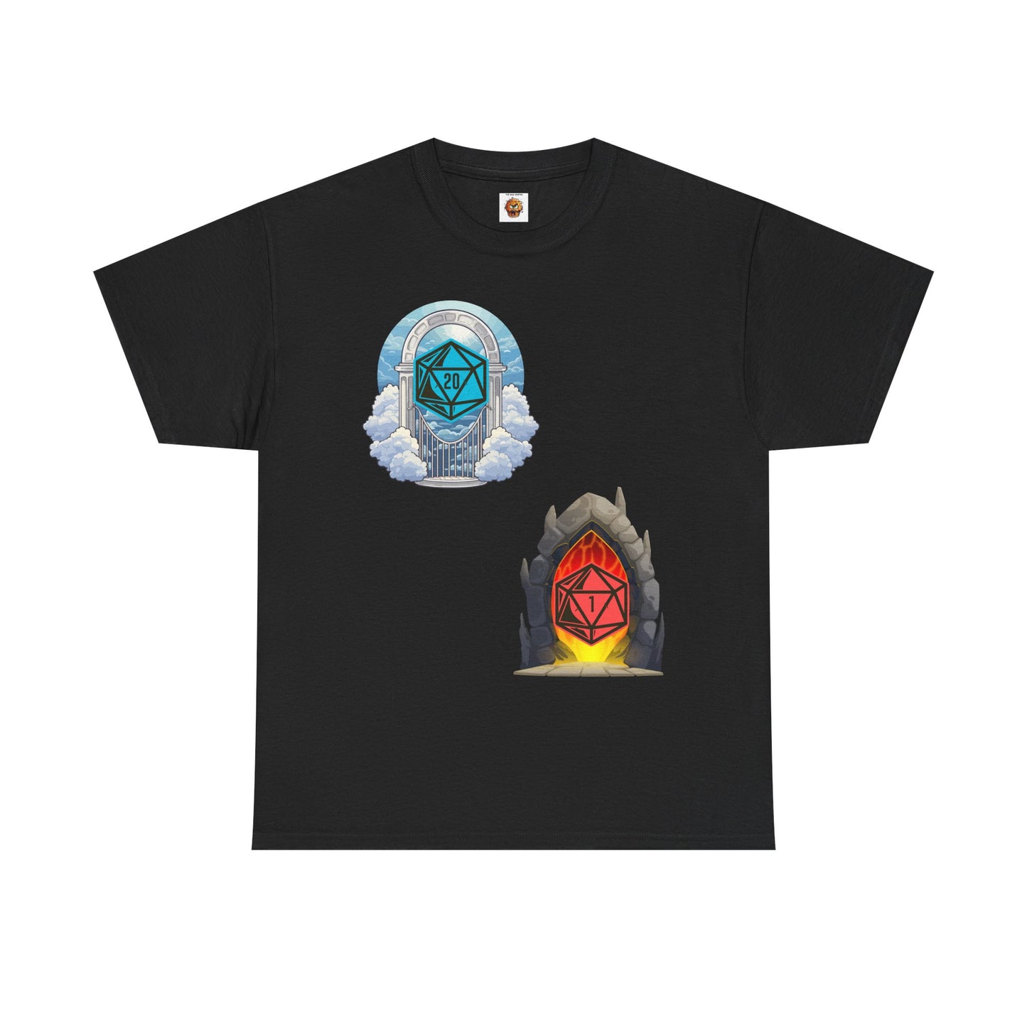 Heaven Hell D20 Fantasy Dungeons and Dragons DND Unisex Heavy Cotton Tee Shirt T-Shirt - RPG, TTRPG, Roleplaying, Geek, Nerd
