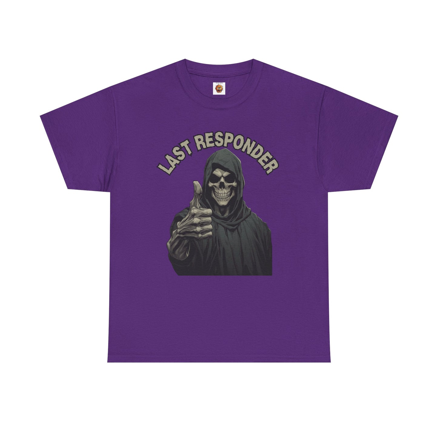 Last Responder Grim Reaper Death Unisex Heavy Cotton Tee Shirt - Horror, Scary, Creepy, Halloween, Dark Black Humor, Geek, Nerd