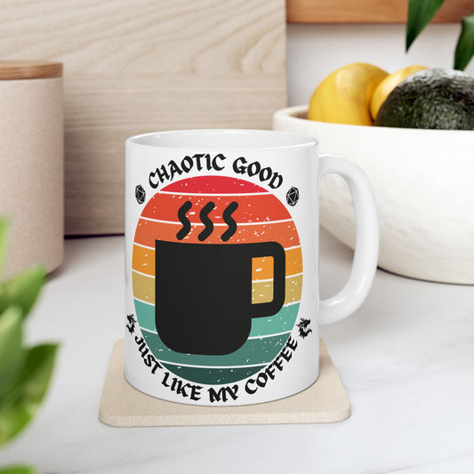 Funny Chaotic Good Alignment Ceramic Mug - 11oz & 15oz Coffee Lover's Gift, D&D, DND, RPG, TTRPG, Roleplaying, Geek, Nerd