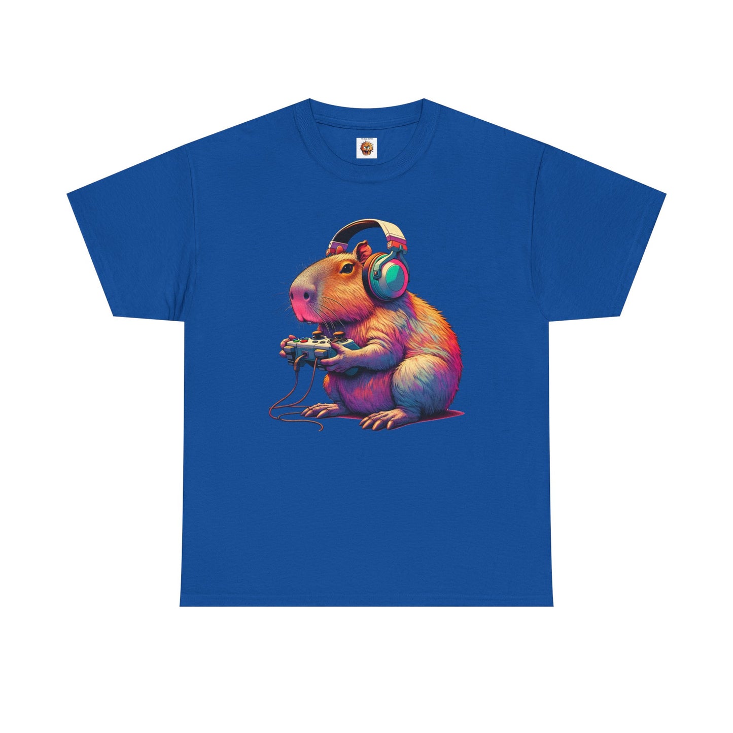 Cute Kawaii Gamer Capybara Guinea Pig Unisex Heavy Cotton Tee Shirt - Headphones, Earphones, Gaming, Anime, Video Game, Geek, Nerd