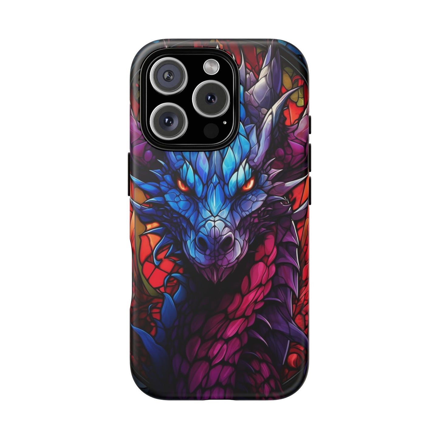 Colorful Blue Dragon Stained Glass Design Phone Case - Tough and Stylish Protection for Your Device, iPhone, Samsung, DND, Fantasy