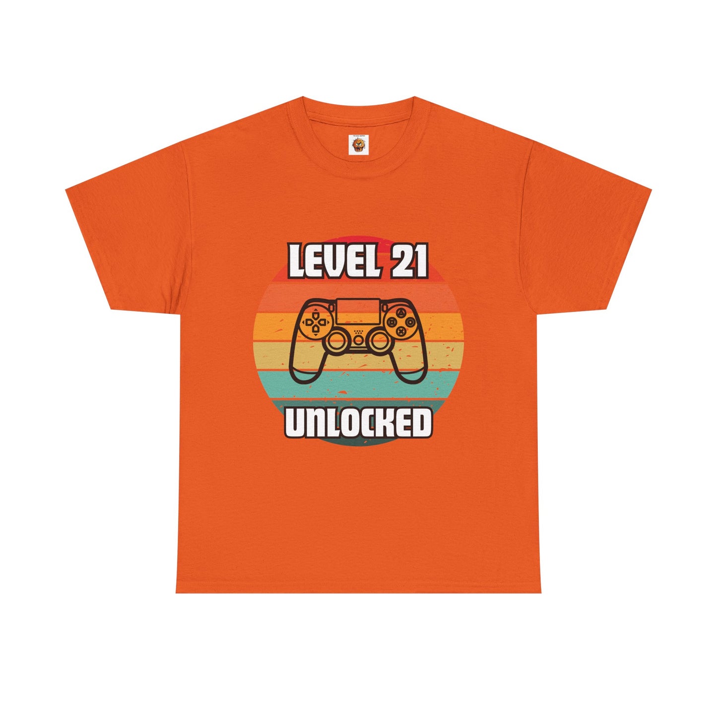 Gaming Level 21 Unlocked Tee - Unisex Heavy Cotton T-Shirt, Video Game, Gamer, Happy Birthday Shirt, Geek, Nerd, Retro